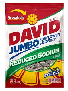 David Reduced Sodium In-Shell Sunflower Seeds-5.25 oz.-12/Case