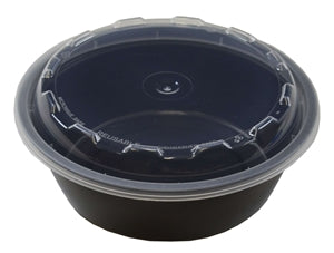 Cubeware 18 oz. Round Container Black Base With Clear Lid-150 Set-1/Case