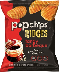 Popchips Tangy Barbecue Ridges Popped Potato Chips-0.8 oz.-24/Case