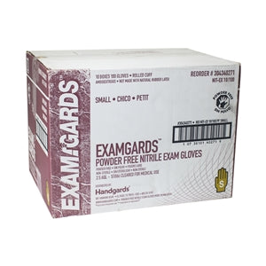 Examgards Powder Free Non-Sterile Exam Small Blue Nitrile Glove-100 Each-100/Box-10/Case