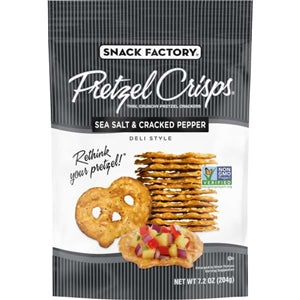 Snack Factory Pretzel Crisps Sea Salt & Cracked Pepper-7.2 oz.-12/Case
