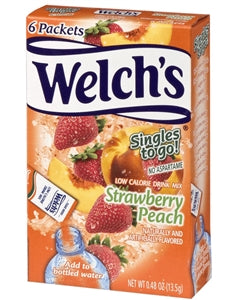 Welch's Strawberry Peach Drink Mix Singles To Go-6 Count-12/Case