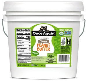 Once Again Nut Butter Organic Smooth No Salt Peanut Butter-9 lb.-1/Case