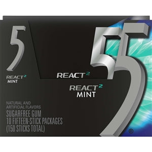Five React Mint Gum-15 Piece-10/Box-12/Case