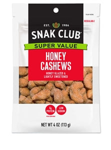Snak Club Century Snacks Honey Cashews-4 oz.-6/Case