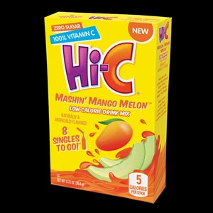 Hi-C Mashin' Mango Melon Low Calorie Drink Mix Singles To Go-8 Count-12/Case