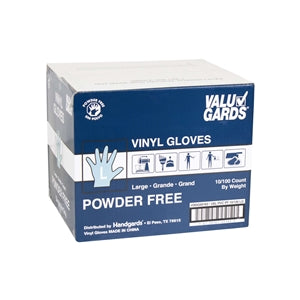 Valugards Large Powder Free Vinyl Glove-100 Each-100/Box-10/Case