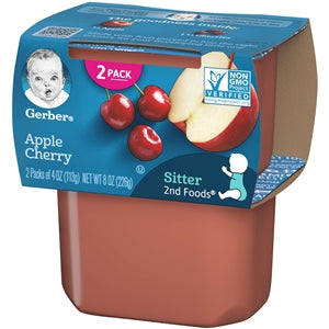 Gerber 2Nd Foods Non-Gmo Apple Cherry Puree Baby Food Tub-2X 4 Oz Tubs-8 oz.-8/Case