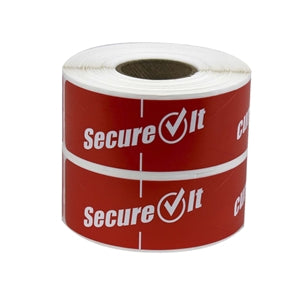 Secureit Tamper Evident Food Container Seals, 1" X 3", Red, Paper, 250/roll, 2 Rolls/pack