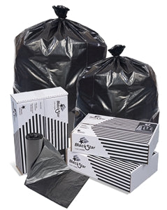 Pitt Plastics Black Star 38 Inch X 58 Inch .7 Mil 60 Gallons Heavy Black Star Perforated Roll Can Liner-10 Count-10/Case