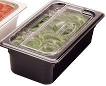 Cambro Camwear 10.438 Inch X 12.75 Inch X 4 Inch 5.3 Quart One Half Size Black Polycarbonate Food Pan-1 Each