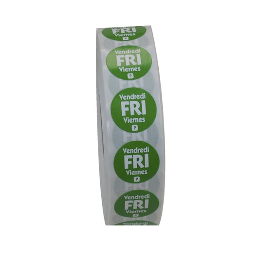 National Checking .75 Inch Circle Trilingual Permanent Green Friday Label-2000 Each
