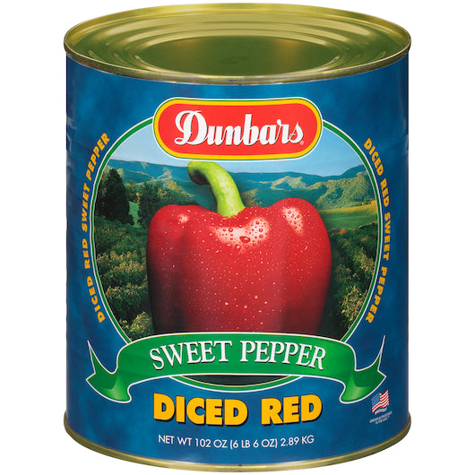 Dunbar Peppers Diced Red Regular Pack-102 oz.-6/Case