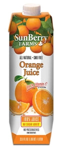 Sunberry Farms Orange Juice 100%-33.8 fl oz.-12/Case