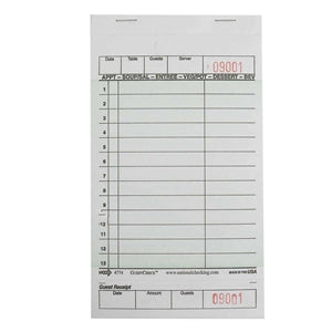 National Checking 4.25 Inch X 7.25 Inch 1 Part Green 13 Line Guest Check-2500 Each-1/Case