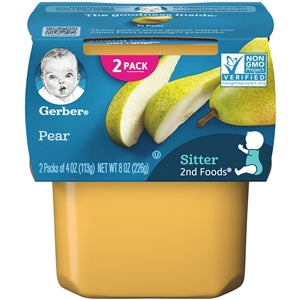 Gerber 2Nd Foods Non-Gmo Pear Puree Baby Food Tub-2X 4 Oz Tubs-2 Count-8/Case