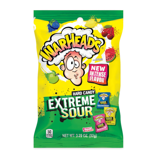 Warheads Extreme Sour Hard Candy Peg Bag-3.25 oz.-12/Case