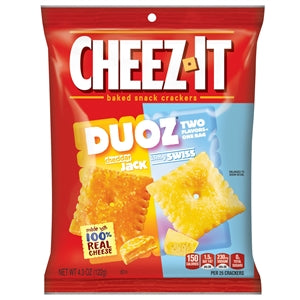 Cheez-It Duoz Cheddar And Baby Swiss Cracker-4.3 oz.-6/Case