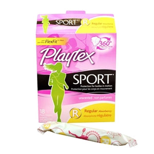 Playtex Sport Regular Unscented Plastic Tampons-18 Count-6/Box-2/Case