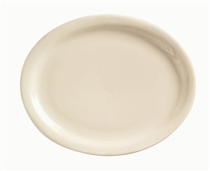 World Tableware Kingsmen White Narrow Rim Platter 13.25" X 10.25"- Cream White-12 Each-1/Case