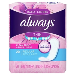Always Regular Thin Pantiliner Scented-20 Count-12/Box-2/Case