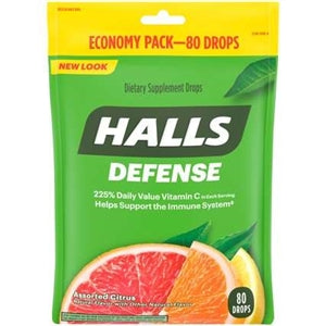 Halls Defense Assorted Citrus Cough Drops-80 Count-12/Case