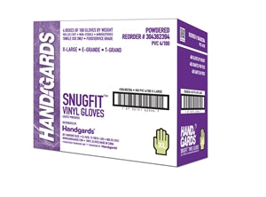 Handgards Snugfit Lightly Powdered Extra Large Vinyl Glove 400/Case