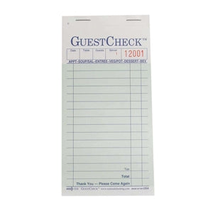 National Checking 3.5 Inch X 6.75 Inch 2 Part Green Carbon 16 Line Guest Check-2500 Each-1/Case