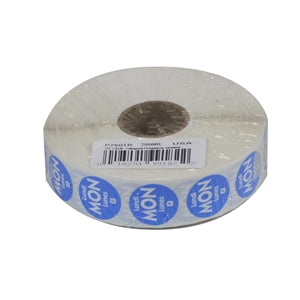 National Checking .75 Inch Circle Trilingual Permanent Blue Monday Label-2000 Each