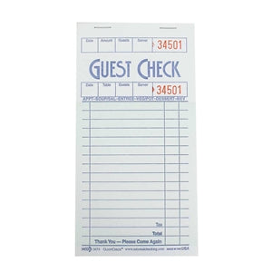 National Checking 3.5 Inch X 6.75 Inch 1 Part Green 16 Line Guest Check-2500 Each-1/Case