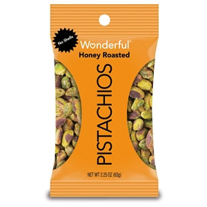 Wonderful Pistachios No Shell Honey Roasted Pistachios-2.25 oz.-8/Box-3/Case