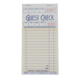 National Checking 3.5 Inch X 6.75 Inch 1 Part Salmon 13 Line Guest Check-2500 Each-1/Case