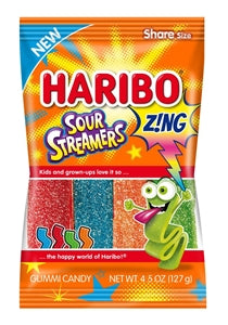 Haribo Confectionery Sour Streamers Gummy Candy-4.5 oz.-12/Case