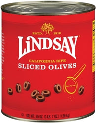 Lindsay Black Ripe Sliced Olives Canned-55 oz.-6/Case