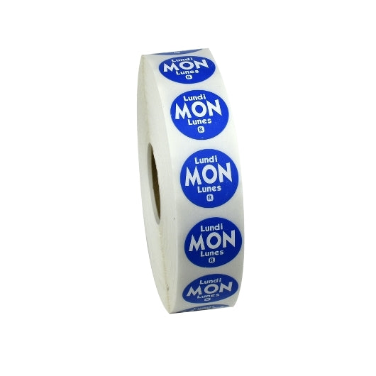 National Checking .75 Inch Circle Trilingual Removable Blue Monday Label-2000 Each