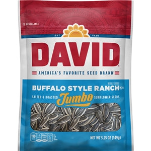 David Roasted And Salted Buffalo Style Ranch Jumbo Sunflower Seeds-5.25 oz.-12/Case