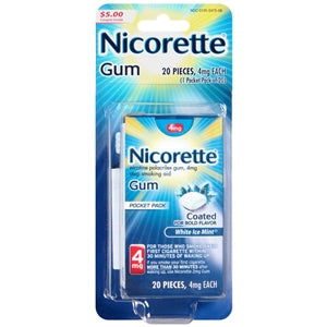 Nicorette Gum White Ice Mint-20 Each-3/Box-4/Case