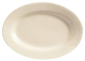 World Tableware Princess White Rolled Edge Cream White Medium Rim Oval Platter 9 3/8" X 6.5"-24 Each-1/Case