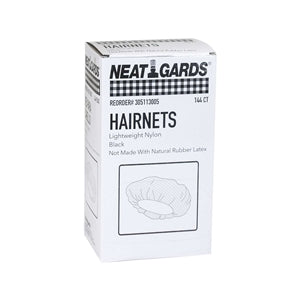 Neatgards Handgards Nylon Black Large Light Weight Hairnet-144 Each-144/Box-10/Case