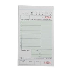 National Checking 4.25 Inch X 7.25 Inch 2 Part Green Carbonless 11 Line Guest Check-2000 Each-1/Case