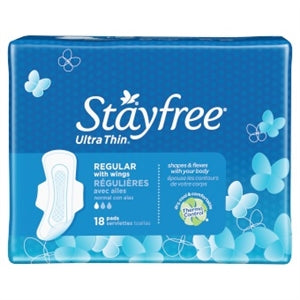 Stayfree Ultra Thin Pad Regular With Wings-18 Count-8/Case