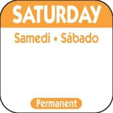 National Checking 1 Inch X 1 Inch Trilingual Orange Saturday Permanent Label-1000 Each