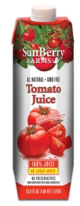 Sunberry Farms Tomato Juice 100%-33.8 fl oz.-12/Case