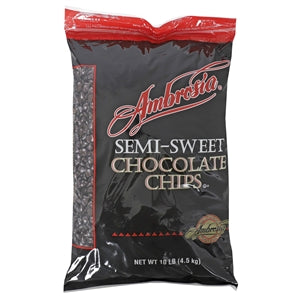 Ambrosia Semisweet Chocolate Chips-10 lb.-1/Case