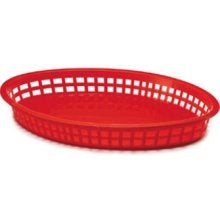 Tablecraft 12.75 Inch X 9.5 Inch X 1.5 Inch Red Oval Jumbo Platter Basket-36 Each-1/Case
