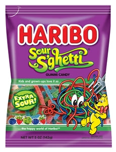 Haribo Sour S'ghetti Gummi Candy-5 oz.-12/Case