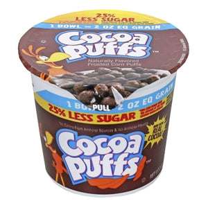 Cocoa Puffs 25% Less Sugar Cereal-2 oz.-60/Case