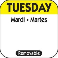 National Checking 1 Inch X 1 Inch Trilingual Yellow Tuesday Removable Label-1000 Each