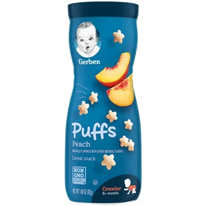 Gerber Graduates Non-Gmo Peach Puffs Cereal Baby Snack Canister-1.48 oz.-6/Case