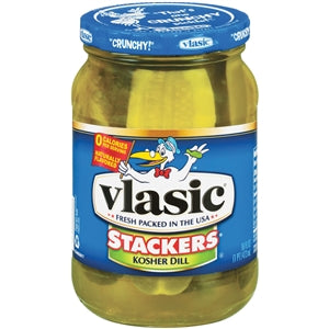 Vlasic Kosher Dill Stackers Sandwich Pickle Jar 6/16 Fl Oz.